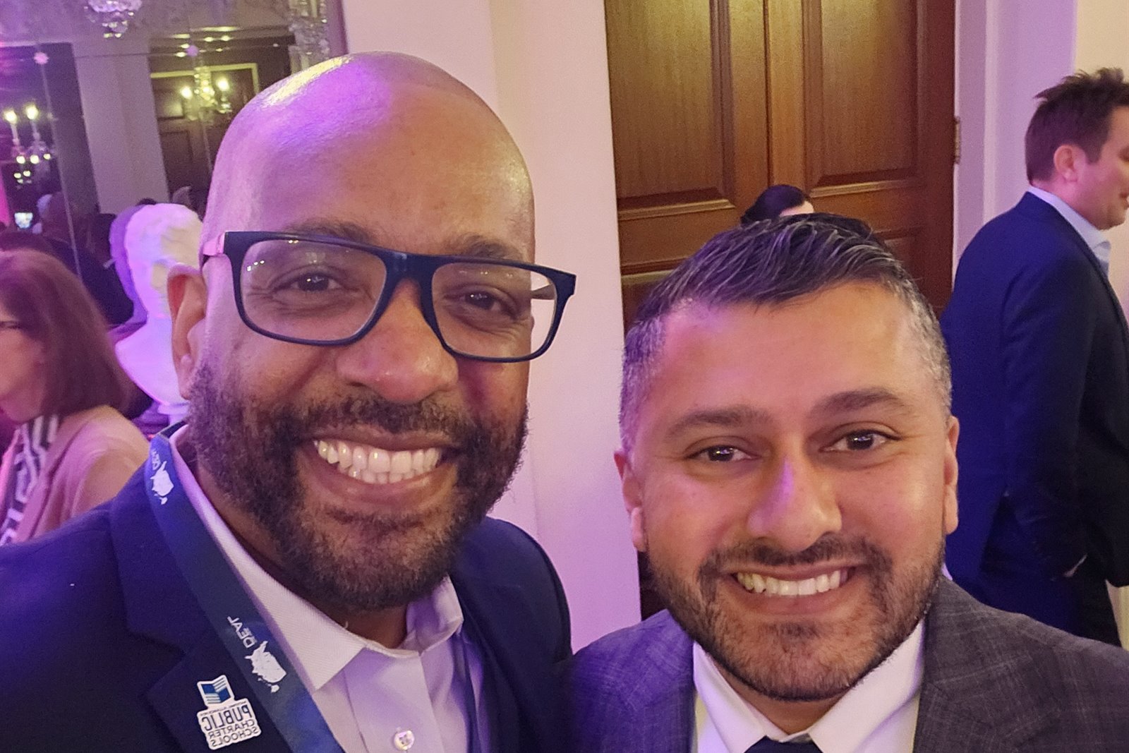 Ronald C. Rice with New Jersey Assemblyman Raj Mukherji at an evening reception, November 2025
